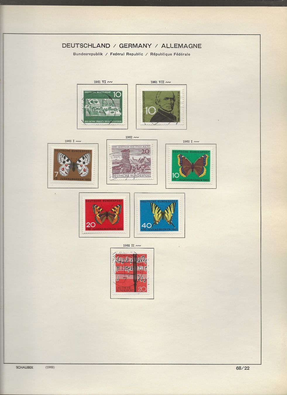 Alle Briefmarken: Marken Deutschland BRD 1959 bis 1962 – Gebraucht aus Au ZH von xelagreb01 8