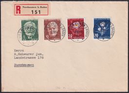 1945, J113-J116 von NUSSBAUMEN bei BADEN, auf Brief.