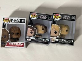 3 Figurines mini Bitty Pop Star Wars neu Luke Leia Chewbacca