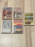 5 ANTIKE EISENBAHN-PLAKATE / Gerahmt / Verschiedene Linien!