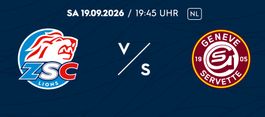 ZSC vs Genf am 19.9.2026 - 4 Sitzplätze