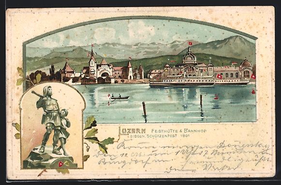 Ansichtskarten: Passepartout-Lithographie Luzern, Eidgen – Gebraucht aus Berlin von bartko-reher