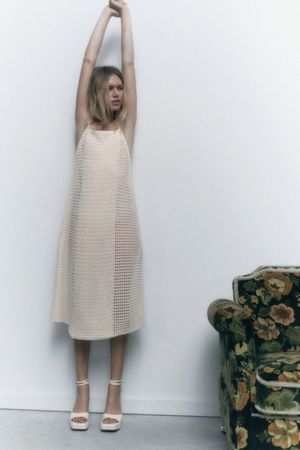 Zara Häkelkleid Sommerkleid Strandkleid Midiklied M NEU