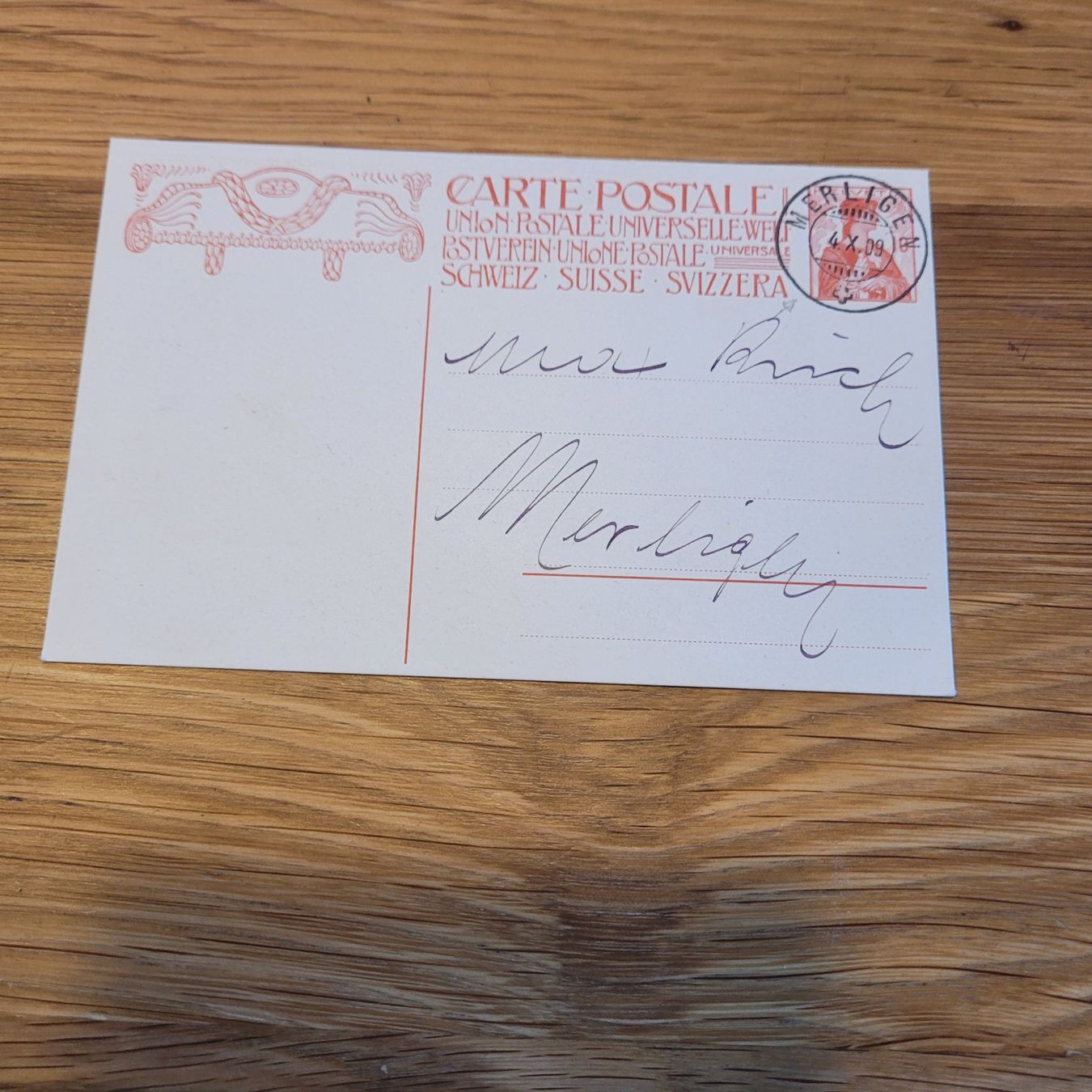Ansichtskarten: GS Karte Merligen 1909 – Gebraucht aus Biel/Bienne von Destockweb