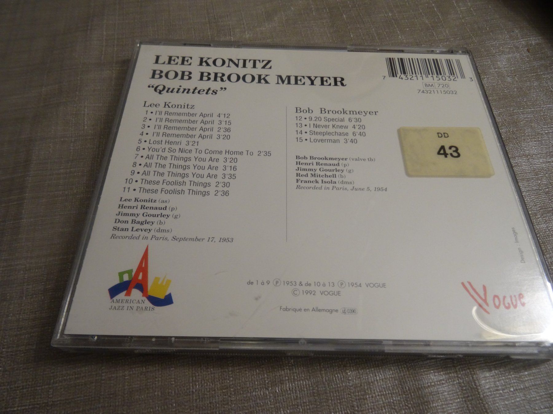 CD: CD Lee Konitz &  Bob Brook Meyer Quintets CD – Usato da Olten venduto da Disc-Ausverkauf 1
