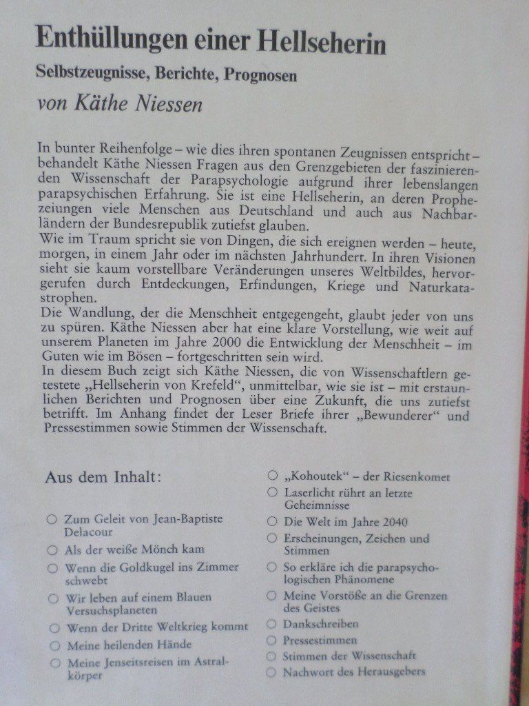 Libri: Enthüllungen einer Hellseherin / Käthe Niessen – Usato da Liestal venduto da man_7bt6 1