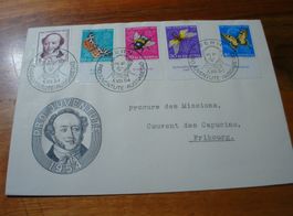 FDC Pro Juventute 1954, gelaufen, mit TABs