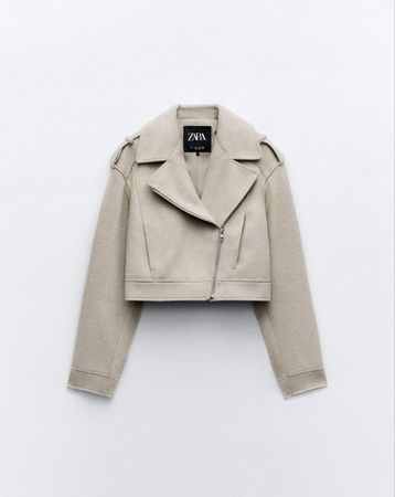 Beige Oversized Zara Bikerjacke Übergangsjacke Gr. XS
