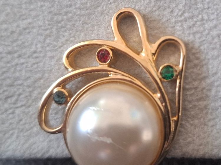 Orecchini pendenti & Orecchini a lobo: David Grau, Elegante Ohrclips mit Perle und Gold-Optik – Usato da Birmensdorf ZH venduto da Ducati025 1