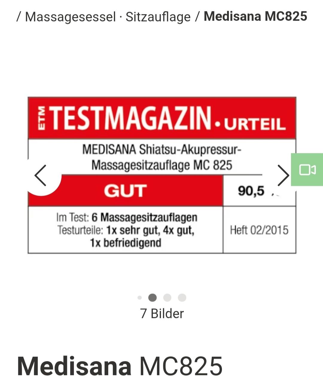 Medisana Dispositivi per massaggi: Medisana Massage Sitzauflage – Usato da Wattenwil venduto da TabeaK 4