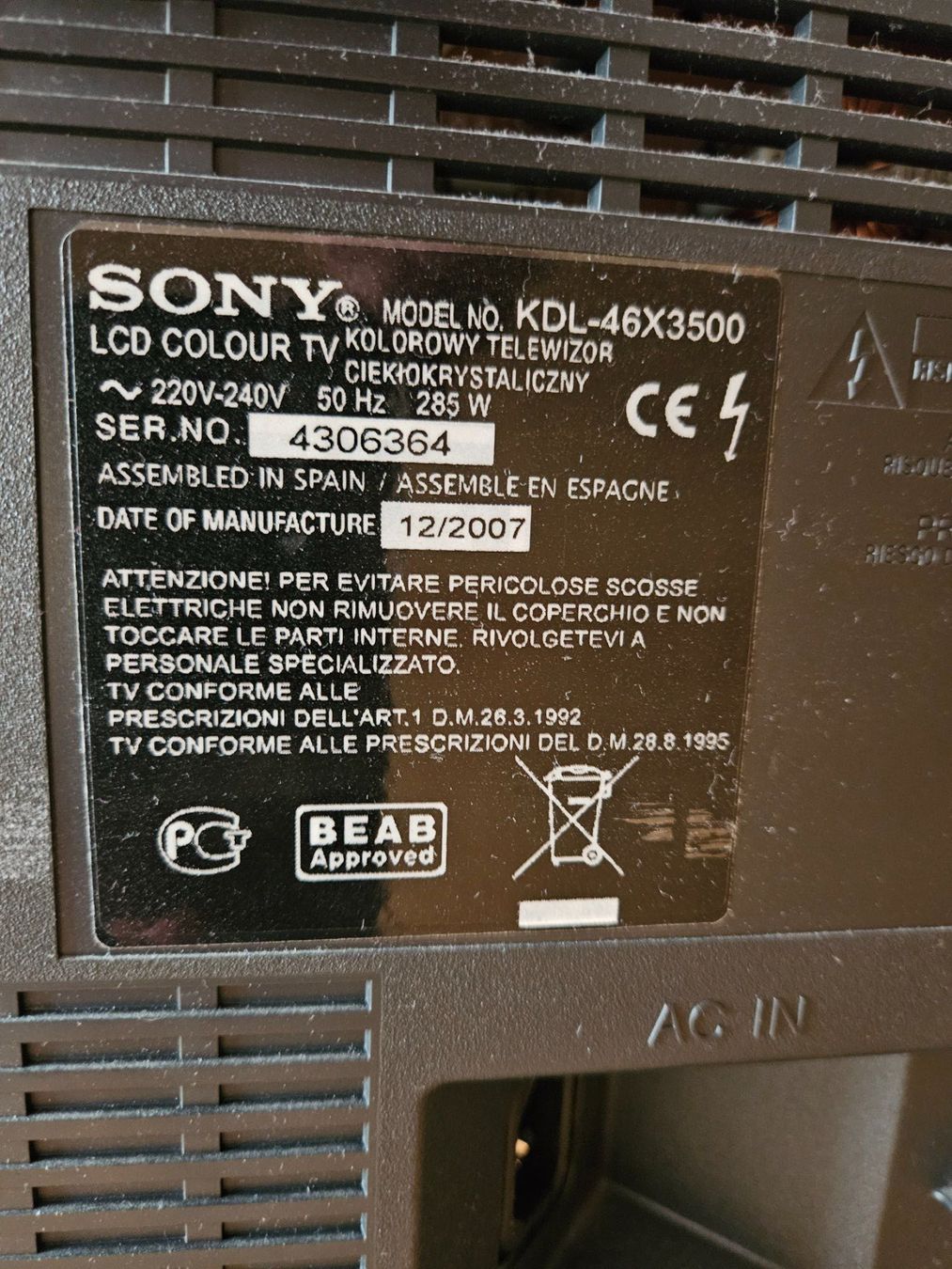 Appareils TV: Sony TV KDL46X3500 – D'occasion à Lausen par tho_282n 2