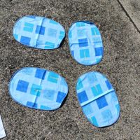 4 Tischsets oval blaues Muster gebraucht guter Zustand