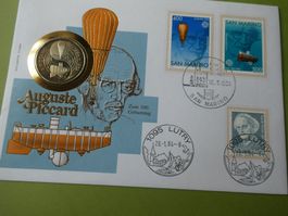 Schweiz 1984, 5 Franken August Piccard - in Münzbrief