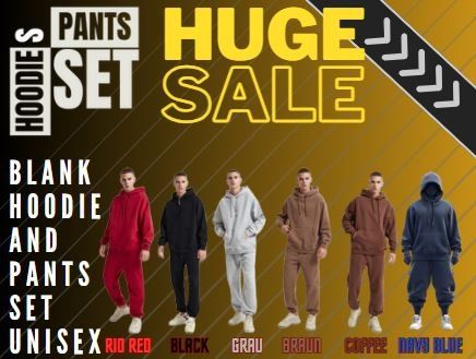 Unisex 360GSM Fleece Blank Streetwear Hoodie und Pants Set