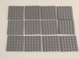 LEGO- 12 Graue Plätten 6 x 6 Noppen