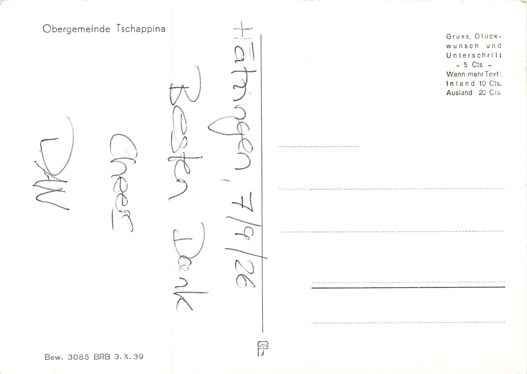 Cartoline postali: Tschappina Winterlandschaft – Usato da Schwyz venduto da Seffi56 1