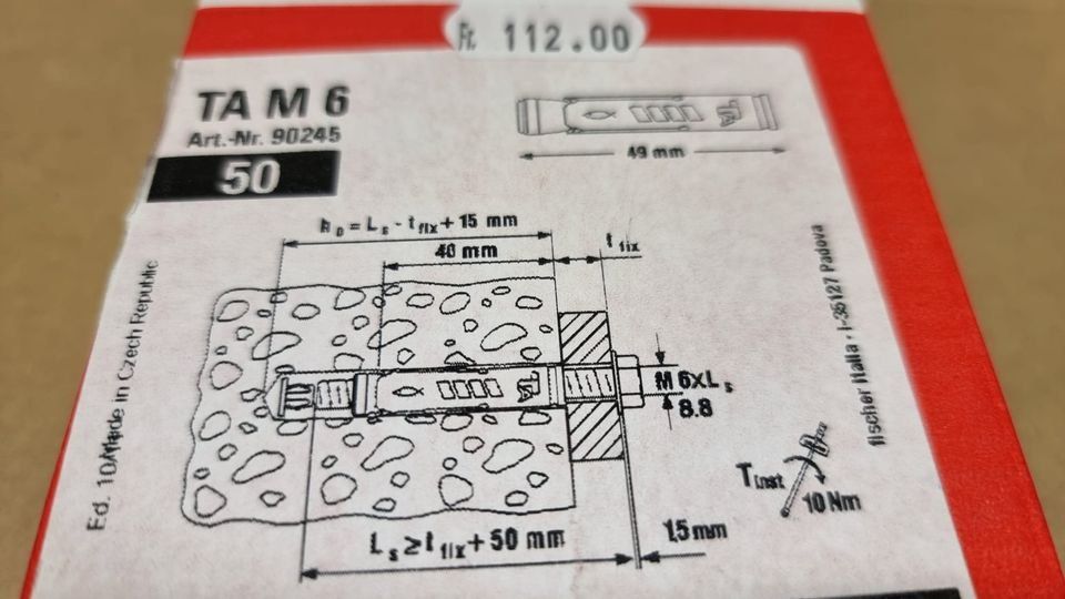 Fischer Tutti gli attrezzi: Fischer 50Stk. Schwerlastanker / Anker TA M6 – Nuovo (secondo la descrizione) da Rebstein venduto da James-Dean 3