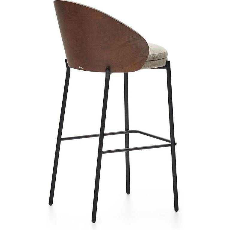 Kave Home Sgabelli: Kave Home Barhocker Eamy Stoff hellbraun Nussbaumfinish SH77 – Nuovo (secondo la descrizione) da Zollikofen venduto da uniqueroom 3