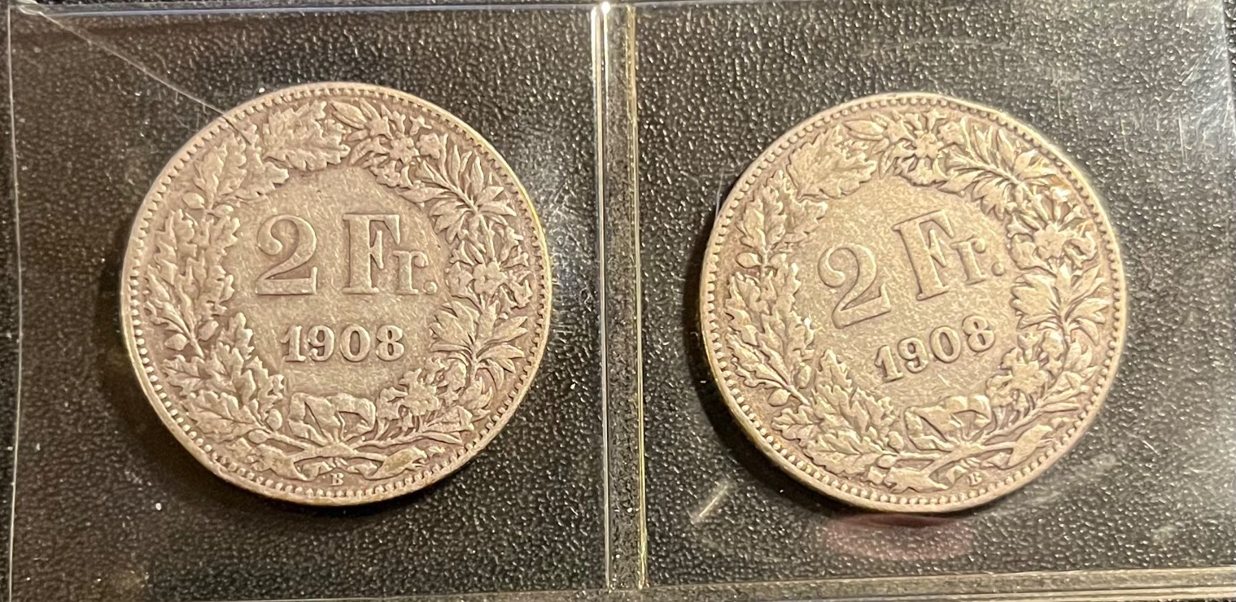 Tutti le monete: Lot de 2 pièces de CHF 2.-- de 1908 en argent – Usato da Veyrier venduto da ren_5ctl