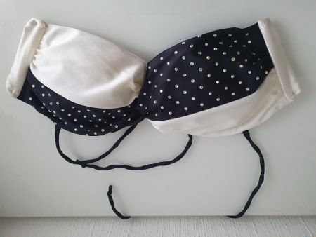 Haut de bikini JES, taille 42, noir et blanc, strass ✨