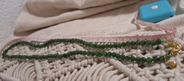 Green jade Nephrite necklace  32 cm length