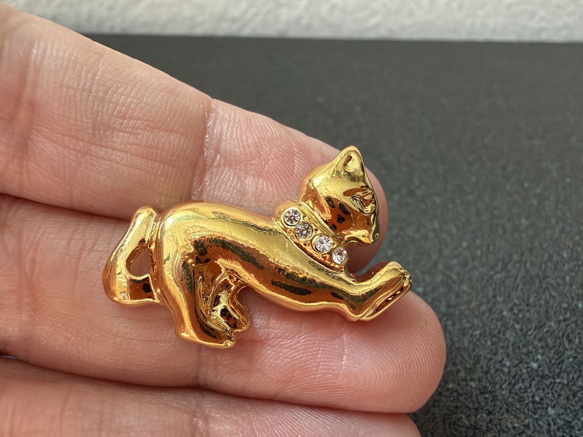 Spille & Fermagli: Pin/brosche Katzen mit Glitzer Vintage – Usato da Lamone venduto da LaCantinaMagica 2