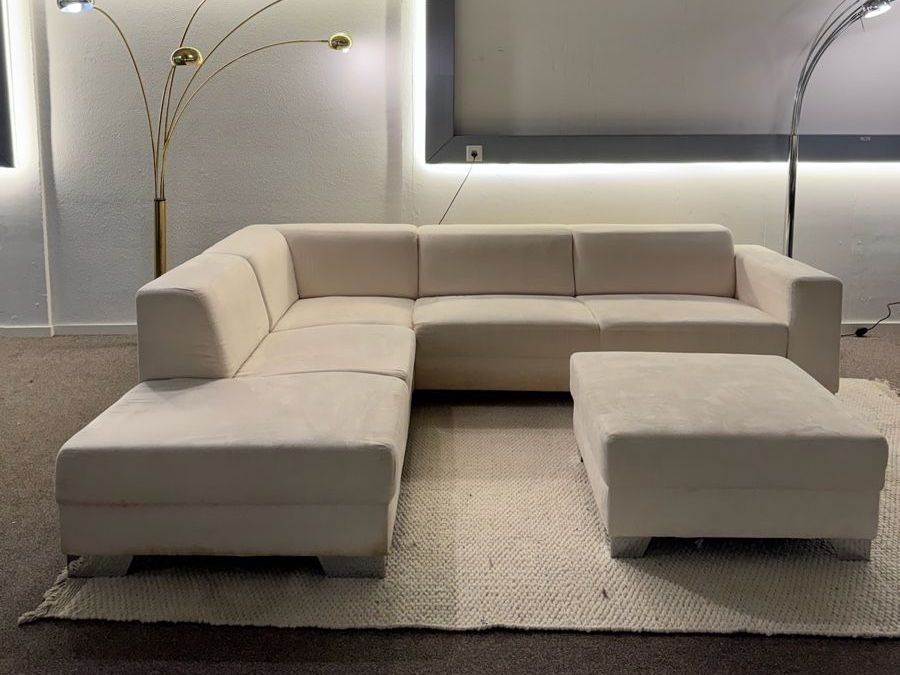 Divani: Ecksofa in Creme-Beige mit Schlaffunktion – Usato da Fehraltorf venduto da Sofalab.swiss
