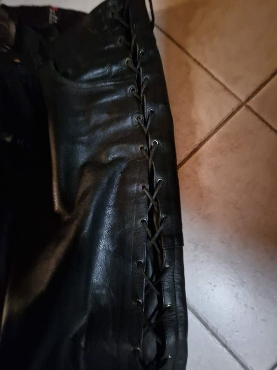 ECHTES LEDER Minirock Lederrock Mini Rock Schwarz Schnürung-Corsage Leather S