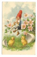 Ostern - Zwerg begrüsst frisch geschlüpfte Küken  Litho 1921
