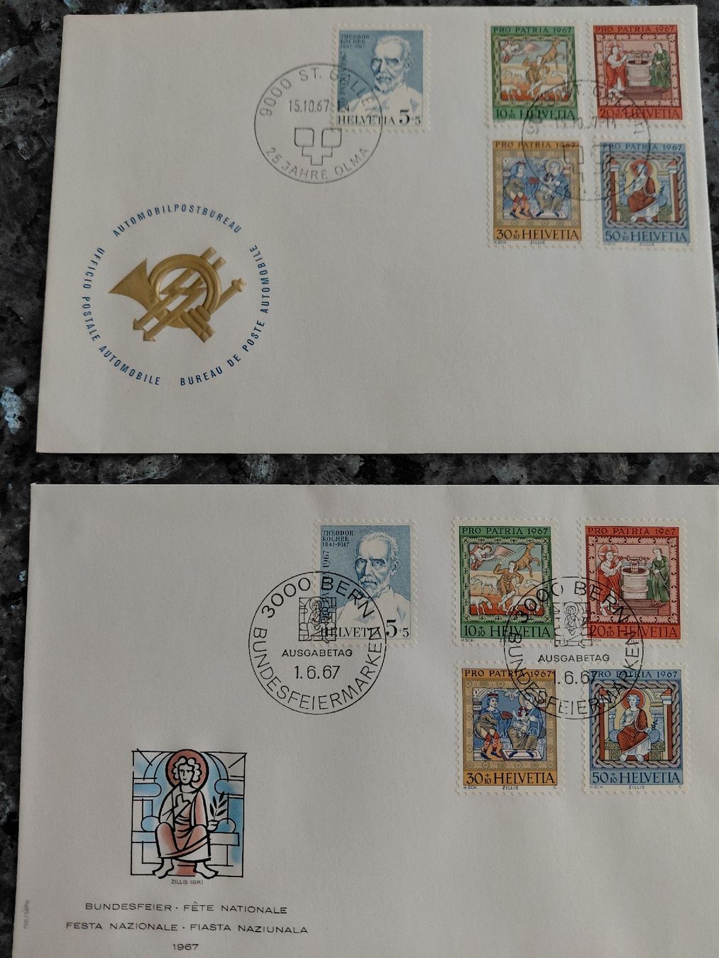 Tutti i francobolli: Pro Patria 1967 zwei Couvert – Nuovo (secondo la descrizione) da Bonaduz venduto da topolino052