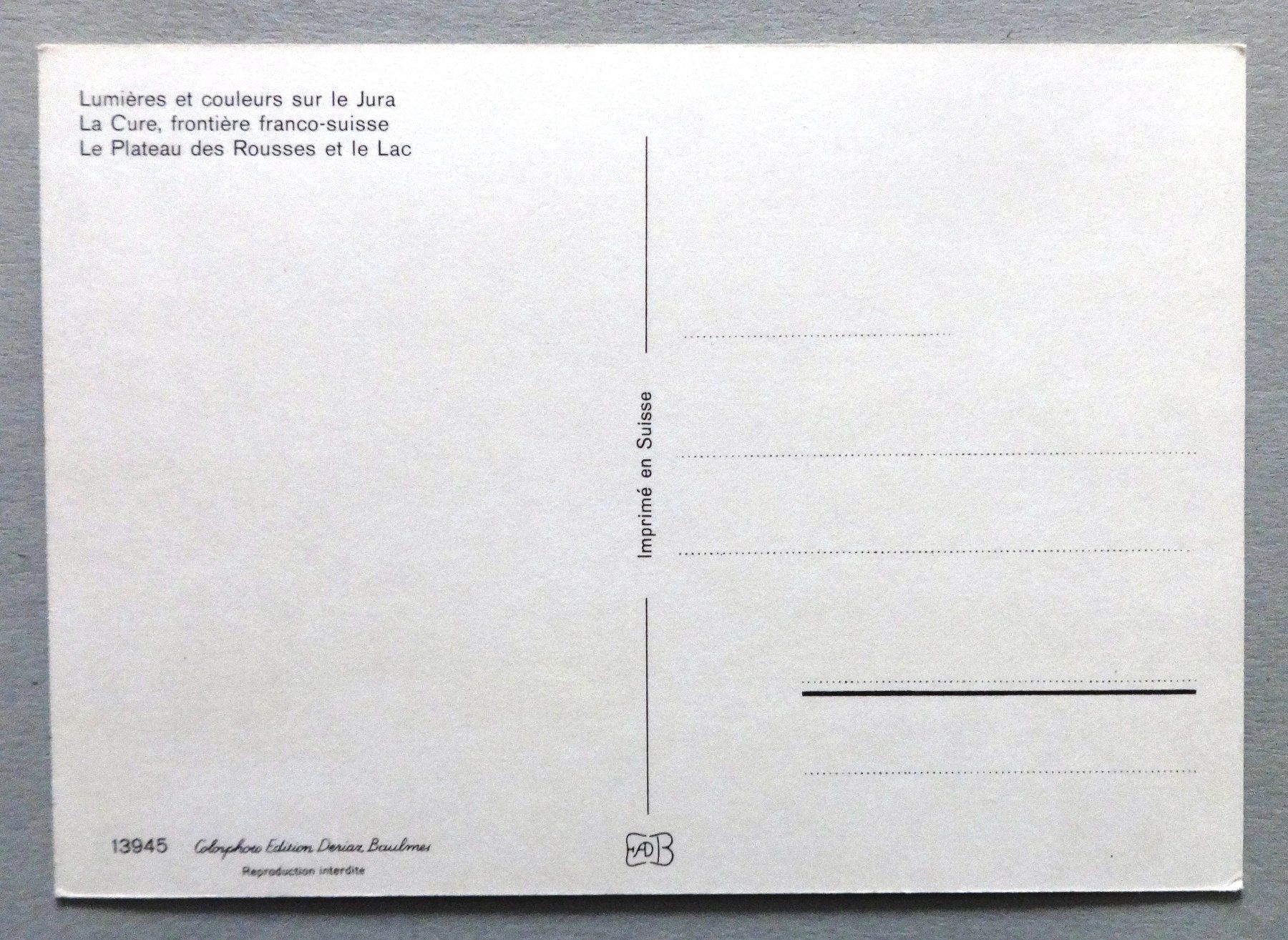 Cartoline postali: La Cure, Le Plateau des Rousses – Usato da Fétigny venduto da Billy2miny 1