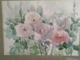 Aquarellbild Rosen von W. Biehler 1982