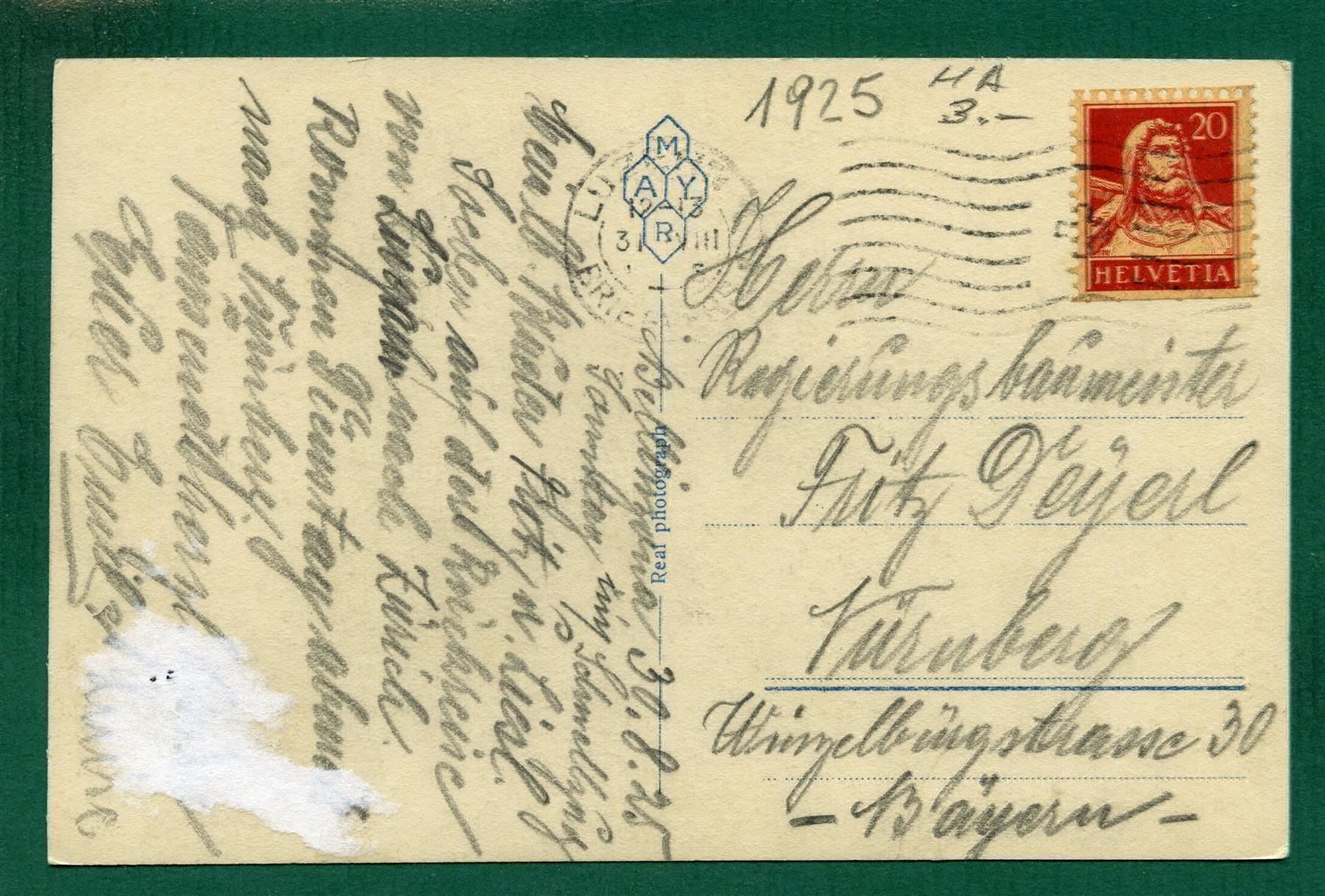 Cartoline postali: Lago di Lugano e Monte S.Salvatore,1925, gelaufen – Usato da Sargans venduto da Hausi1951 1