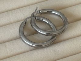 Luxus Elegante Edelsthal Ohrstecker /Creolen   Silberfarben