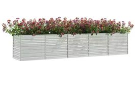 Garten-Hochbeet 400x80x77 cm Verzinkter Stahl Silber