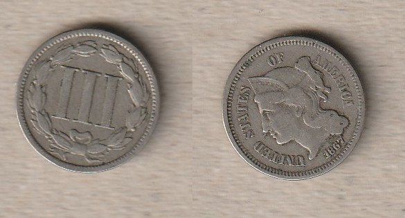 Tutti le monete: USA, 3 Cents, 1867 o. Mzz. – Usato da Allschwil venduto da Coinfreak