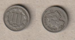 USA, 3 Cents, 1867 o. Mzz.
