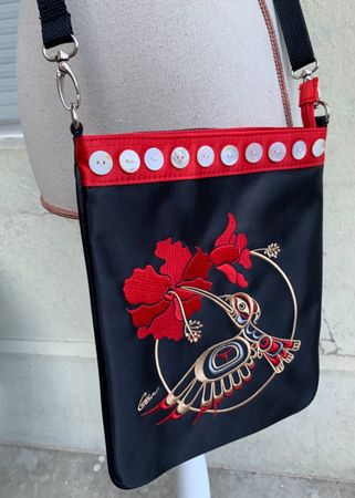 Superbe sac bandoulière GOLDENTOP Canada broderie colibri