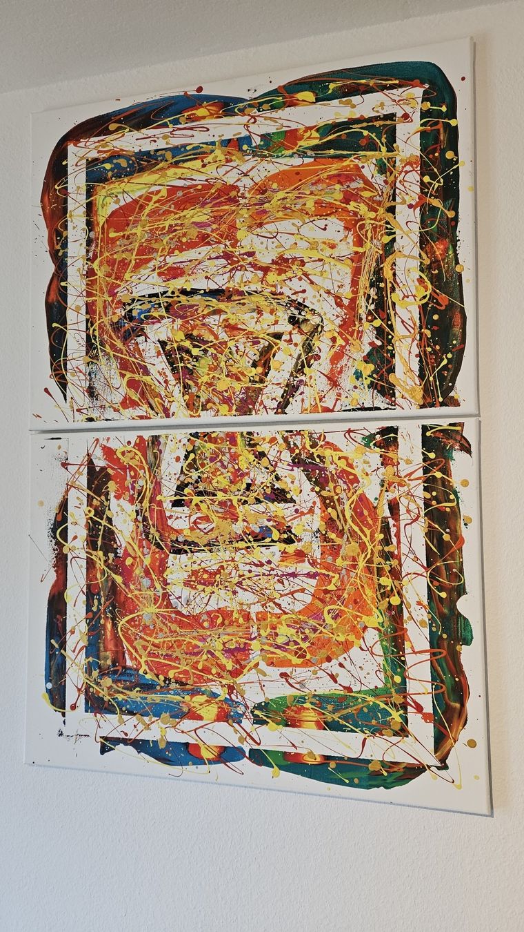 Dipinti: Tableau moderne abstrait en 2 parties, unique! – Nuovo (secondo la descrizione) da Le Locle venduto da fab_c9hh 1