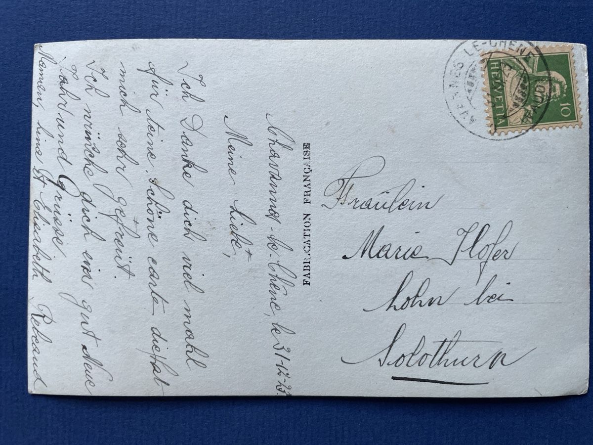 Cartoline postali: Alte Weihnachtskarte "Bonne Année" - 1923 – Usato da Neuhausen am Rheinfall venduto da Arielle55 1