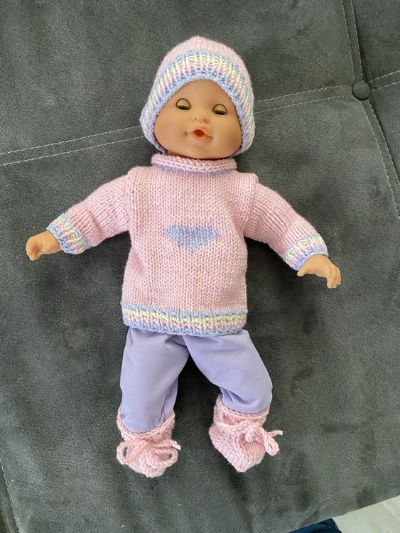 Puppenkleidung-Set Für 30–43 Cm Puppen – Mit Kapuzenbody, Rock, Gamaschen & Aufhänger, Rosa/lila