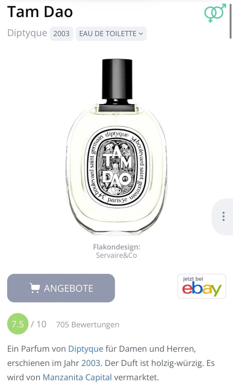 Diptyque Profumi & Eau de Toilette: Diptyque Tam Dao EDT Duftprobe 2ML – Usato da Zürich venduto da deruja 3