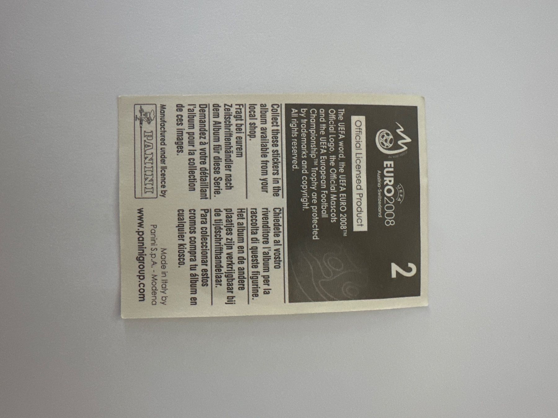 Panini Cartes à collectionner: Panini UEFA EM 2008 Sticker - Nr. 2 – D'occasion à Sulz AG par DealWerk 1