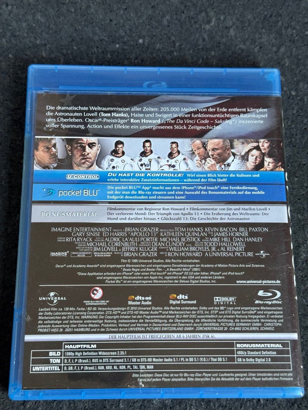 Tutti i DVDs: Apollo 13 Ron Howard Film Blu-ray Disc – Usato da Fribourg venduto da tschjoly 1