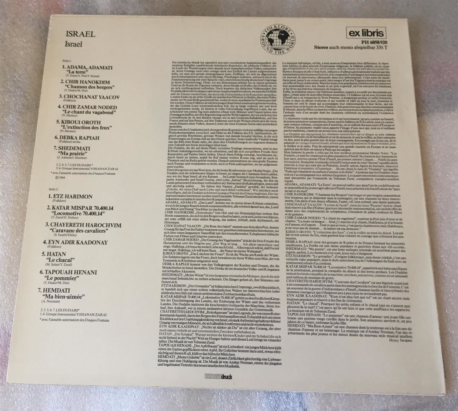 Dischi in vinile: Les Dudaim / Yohanan Zarai Israël MintLP – Usato da Genève venduto da Cockattoo 1