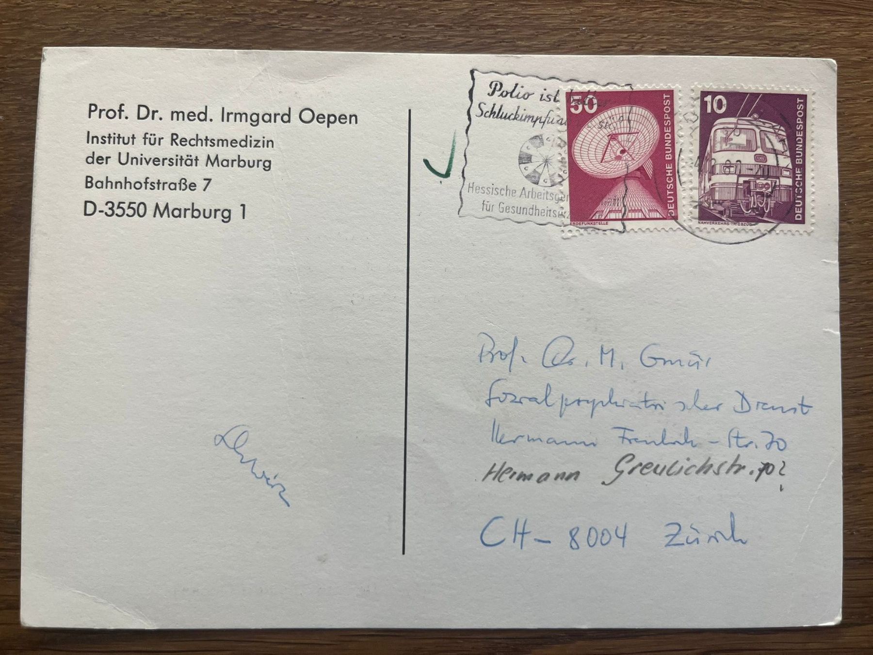 Tutti i francobolli: Alte Ansichtskarte BRD, Polio-Schluckimpfung Stempel – Usato da Schlieren venduto da mki_xfh9