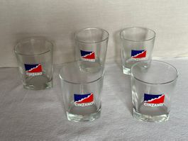 5 verres anciens CINZANO 4cl