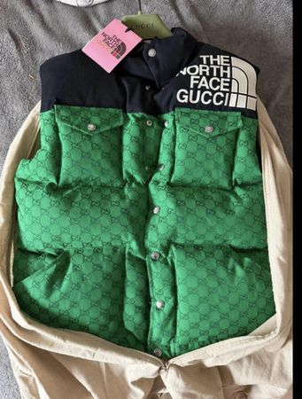 Weste Gucci x The North Face grün schwarz Grösse M neu