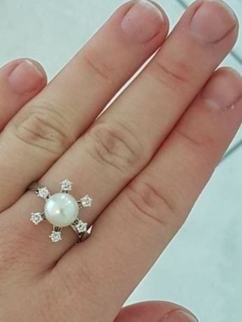 Ringe: Brillant - Perlen Ring aus 750 Weissgold – Gebraucht aus Unterägeri von Altgoldschmuck 2