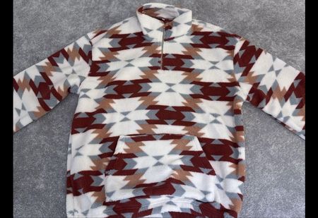 Fleece Pullover mit Muster Reissverschluss neuwertig Gr L